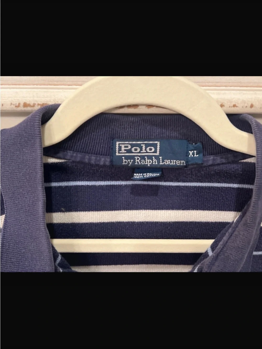 Ralph Lauren Navy and White Striped Polo Shirt